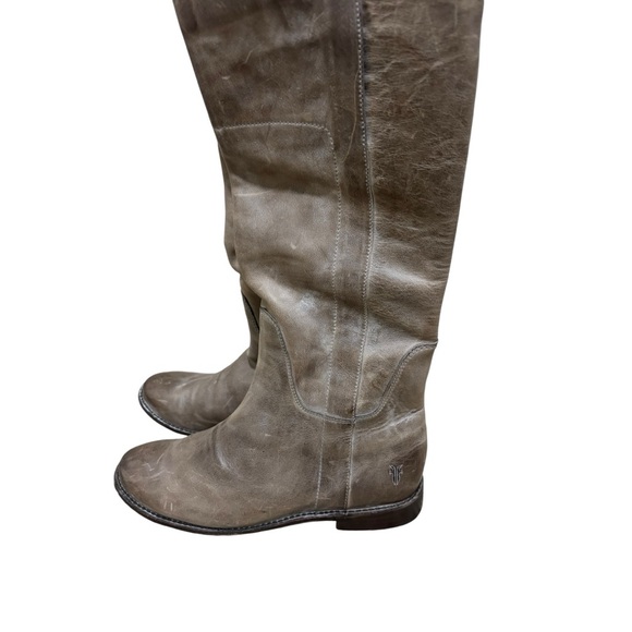 Frye Paige Tall Riding Boots Distressed Leather Gray 8.5 - Picture 5 of 9
